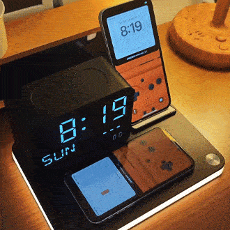 7 in 1 Wireless Charging Station with Clock & Night Light